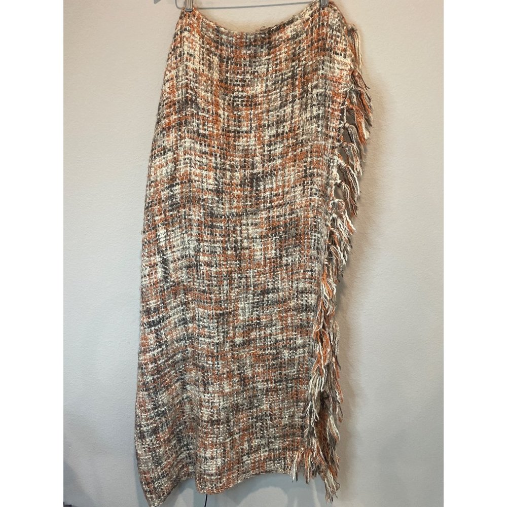 Bella Luxx Brown & Pink Multi Print Knotted Tassel Soft Blanket